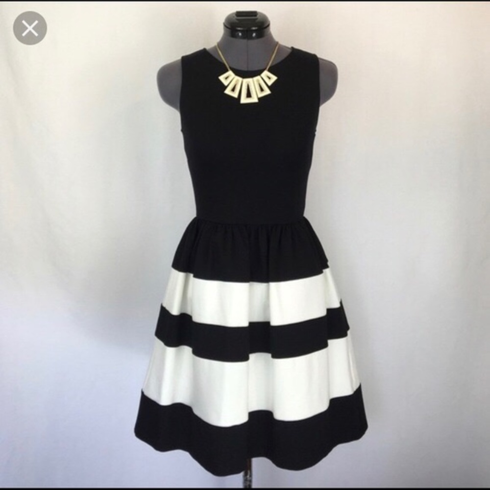 Bar III Black Striped Flare Dress, Size XXS